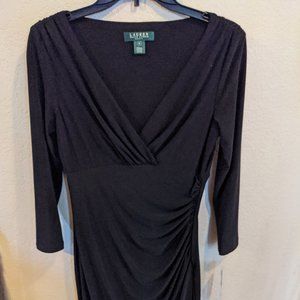 Ralph Lauren - Lauren Ruched V Front Black Dress